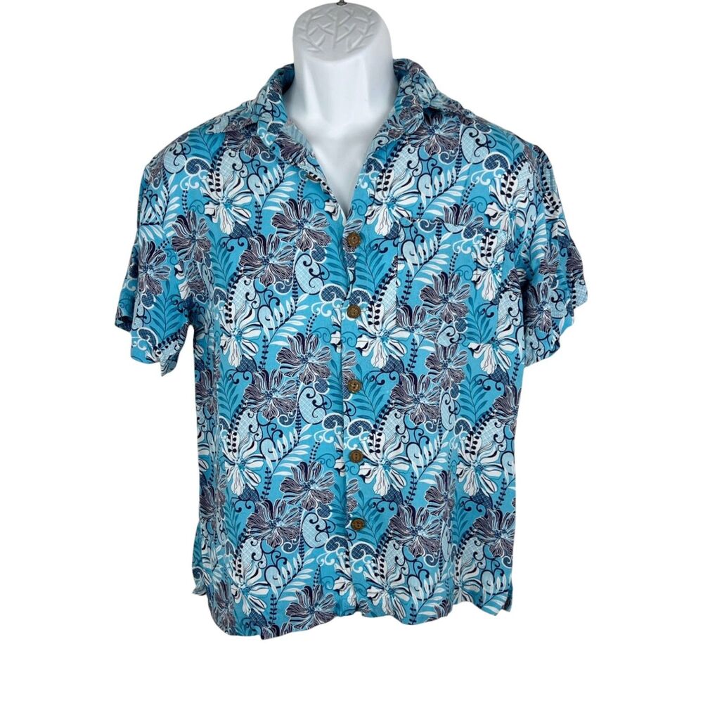 Princess Cruises Hawaiian Shirt Men Small Button Down Tropica Rayon Short Sleeve